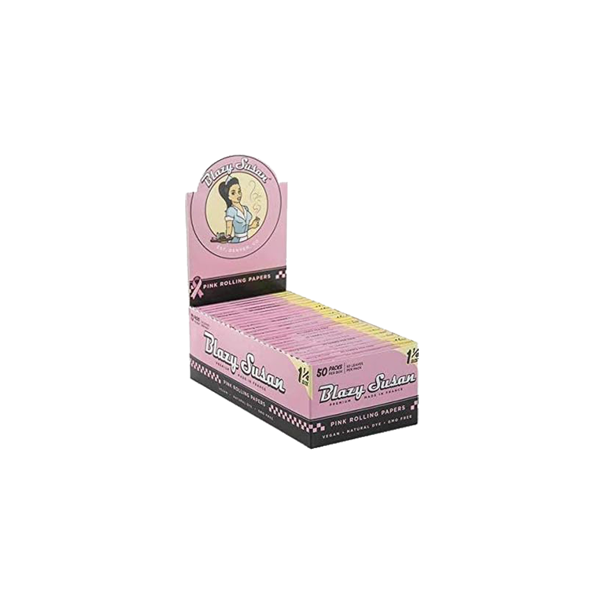 Blazy Susan Pink Rolling Papers 1 1-4 Size 50Ct
