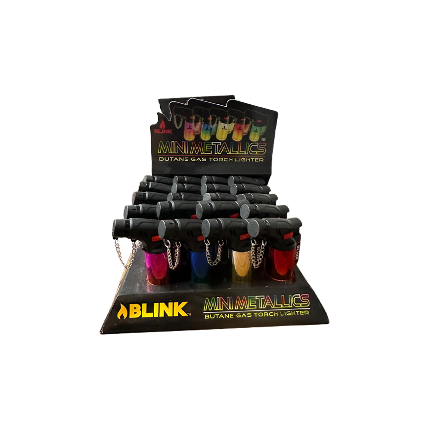 Blink Mini Metallics Butane Gas Torch Lighter 20Ct