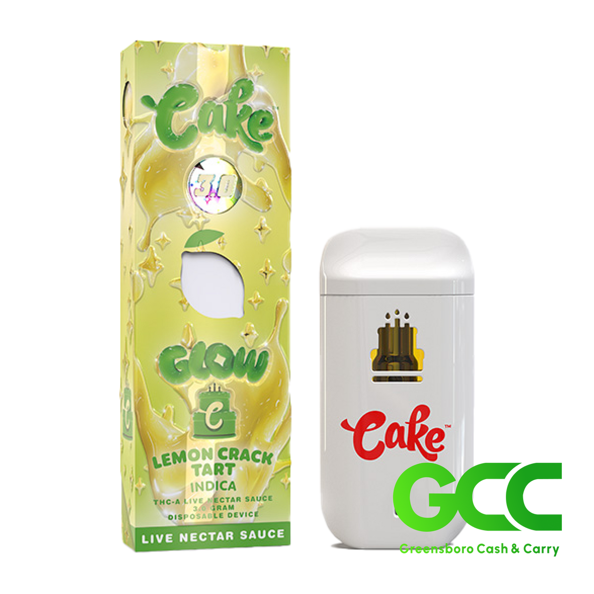 Cake 3.0 Glow Lemon Crack Tart Indica 3g 5Ct