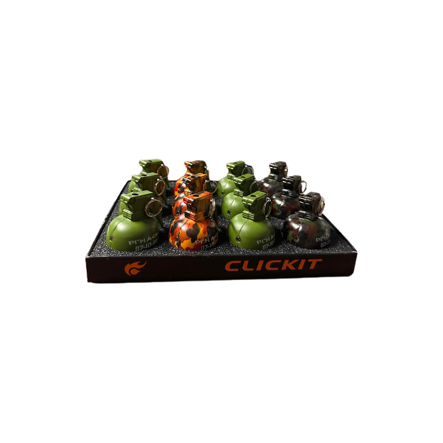 Clickit Hand Grenade Lighter 12Ct