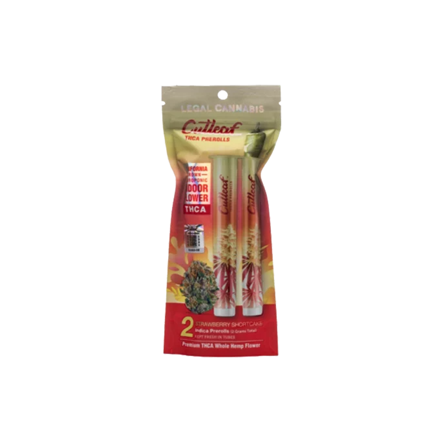 Cutleaf 2 Hemp Flower Strawbery Short Cake Pre Roll 2g 2Pk-10Ct