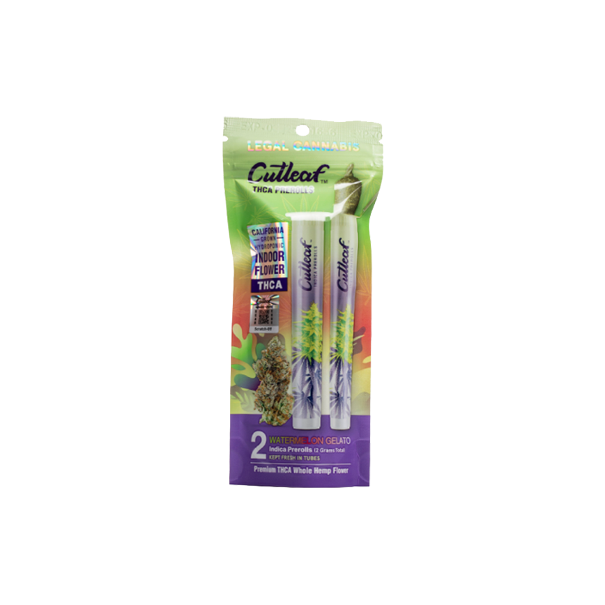 Cutleaf 2 Hemp Flower Watermleon Gelatto Pre Roll 2g 2Pk-10Ct
