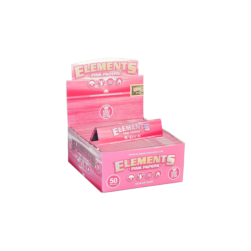 Elements Pink Papers Sugar Gum King Size Slim 50Ct