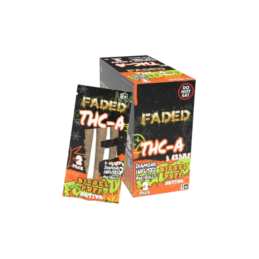 Faded THC-A Pre-Rolls Diesel Puff Sativa 2g 10Ct