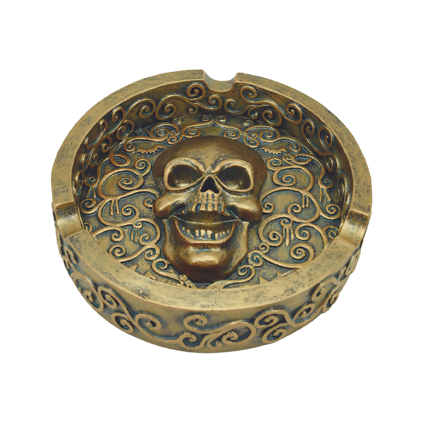 Fujima  Bronze Skull Playstone Ashtray