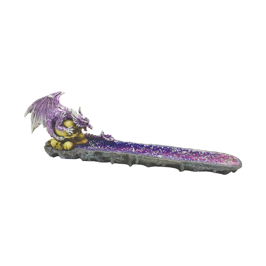 Fujima Purple Dragon On Skull Incense Burner