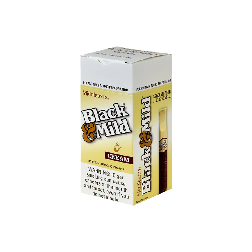 Black & Mild Cream Plastic Tip UPR 25Ct