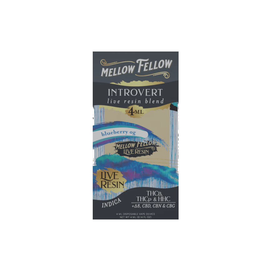 Mellow Fellow Introvert Live Resin Blend Blueberry Og Inidca 4Ml 6Ct