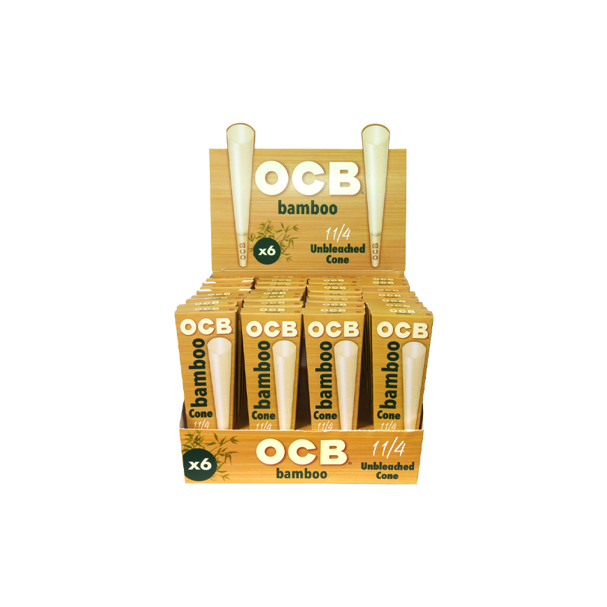 OCB مخاريط الخيزران غير المبيضة 1 1-4 مقاس 6-32 قيراط