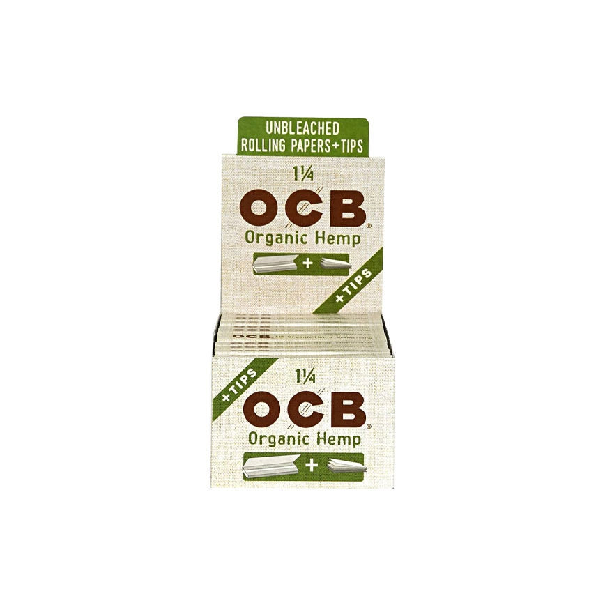 OCB Organic Hemp Unbleached Rolling Papers + Tips 1 1-4 Size  60-24Ct