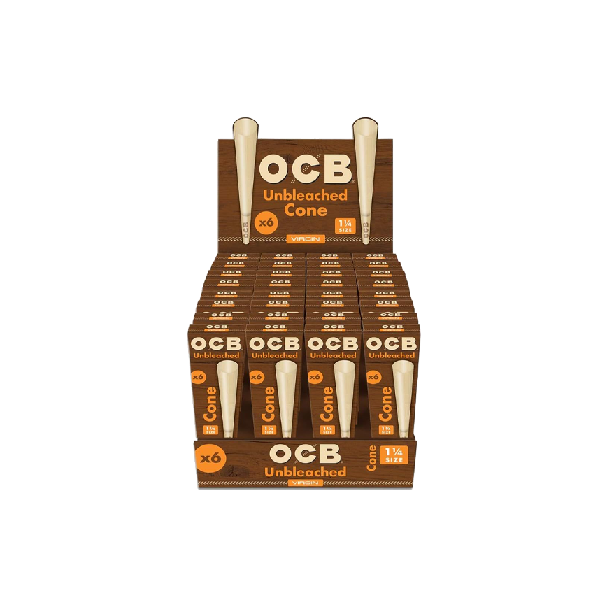 OCB Virgin Unbleached Cones 1 1-4 Size 6-32Ct