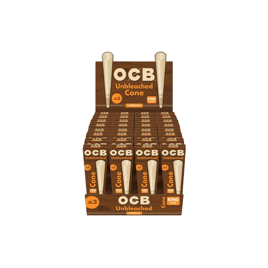 OCB Virgin Unbleached Cones King Size 3-32Ct