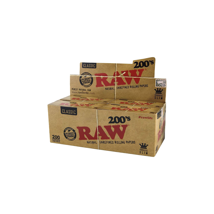 Raw 200'S Classic Unrefined Rolling Papers Kingsize Slim 200-40Ct