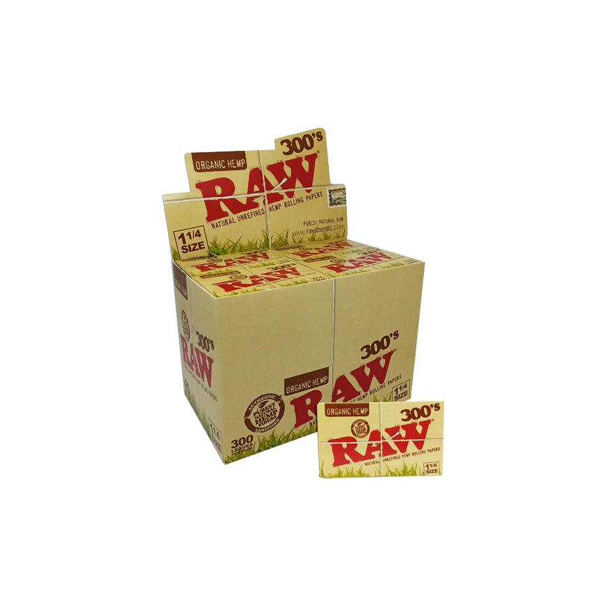 Raw 300'S Organic Hemp Rolling Papers 1 1-4 Size
