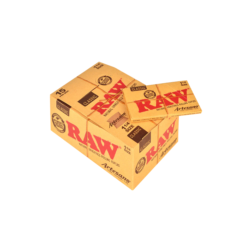 Raw Classic Unrefined Rolling Paper Artesano 1 1-4Size 15Ct