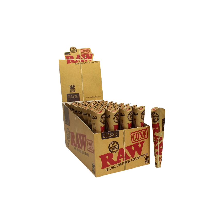 Raw Cone Classic Unrefined  Rolling Papers King Size 3-32Ct