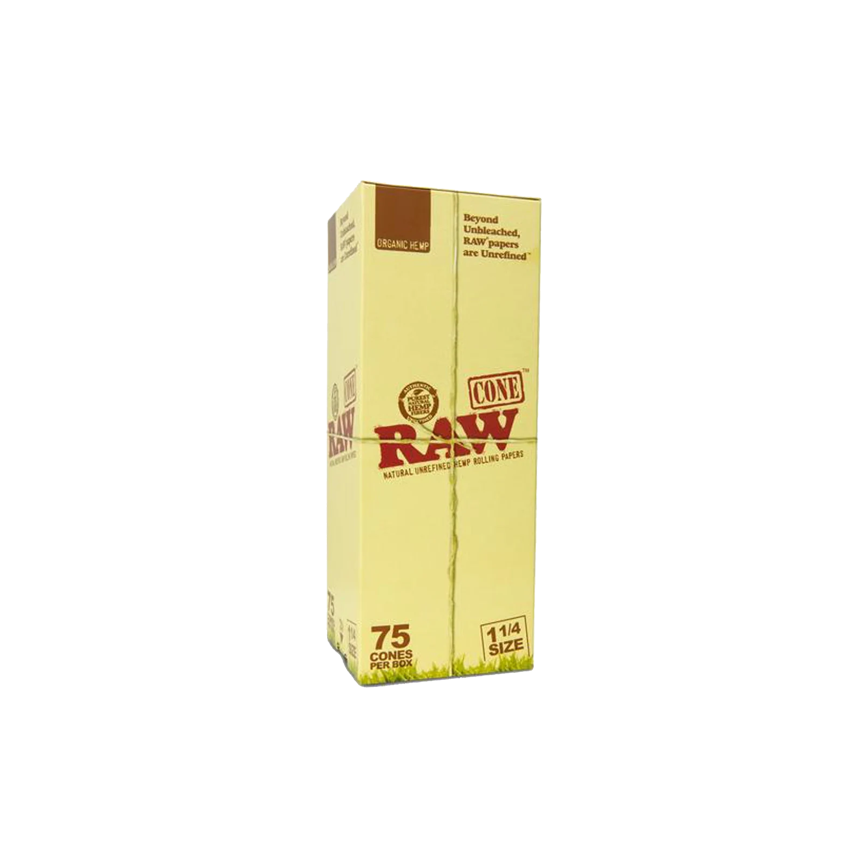 Raw Cone Unrefined Hemp Rolling Papers 1 1-4Size 75Ct
