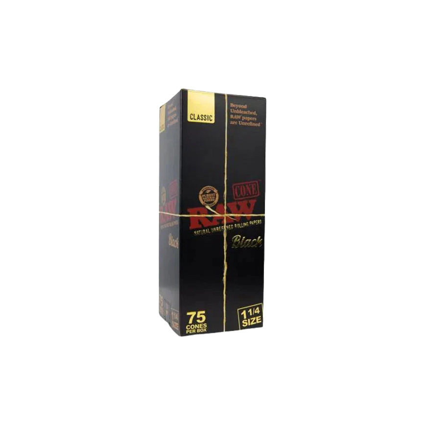 Raw Cone Unrefined Rolling Papers Black 1 1-4 Size