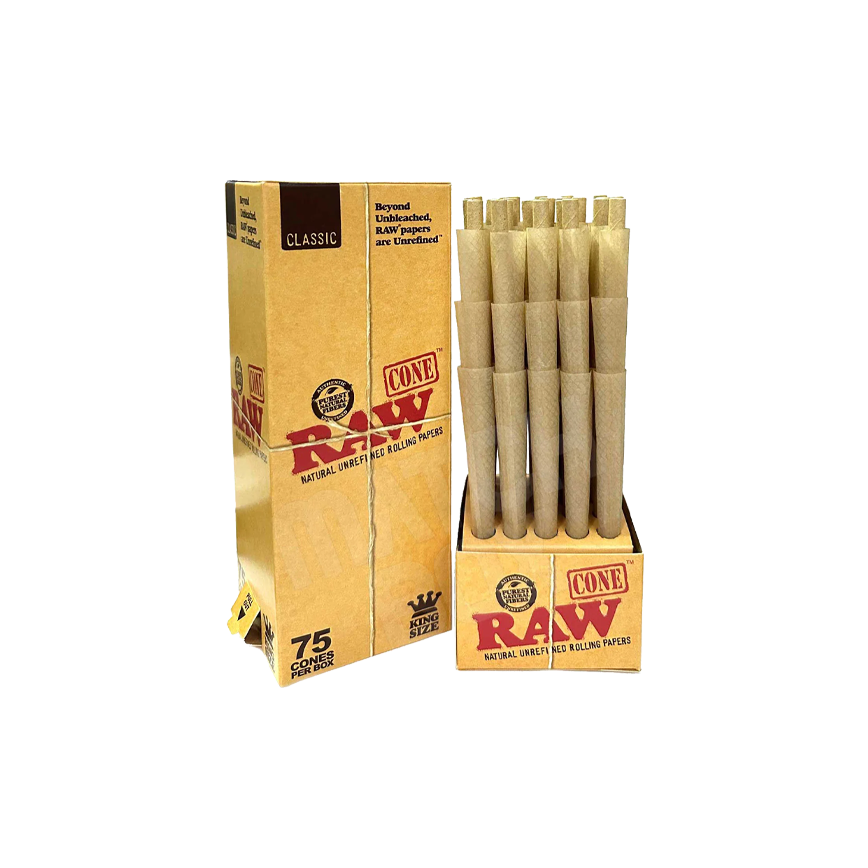 Raw Cone Unrefined Rolling Papers King Size 75Ct