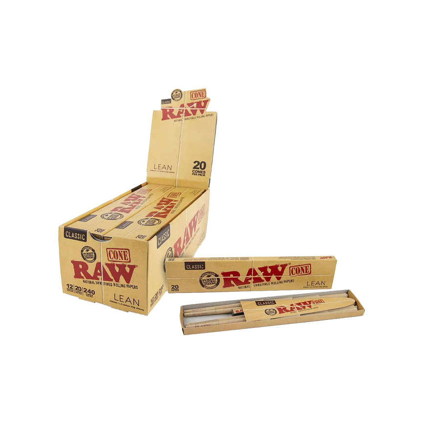 Raw Cone Unrefined Rolling Papers Lean 110mm 4.3Inches 12Ct