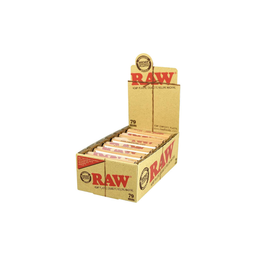Raw Hemp Plastic Cigarette Rolling Machine 79mm 1 1-4 Size and 1 1-2 Size 12Ct