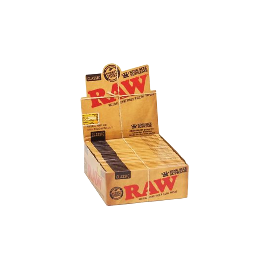 Raw Unrefined Rolling Papers King Size Supreme 24Ct