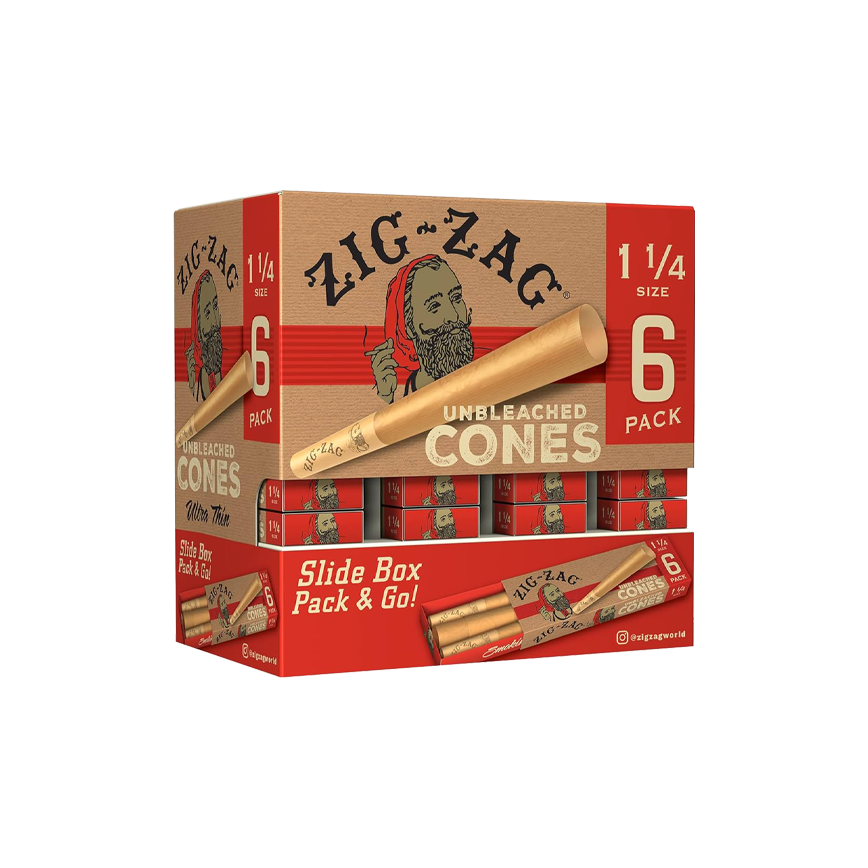 Zig Zag Unbleached Cones 1 1-4 Size 6 - 36Pack