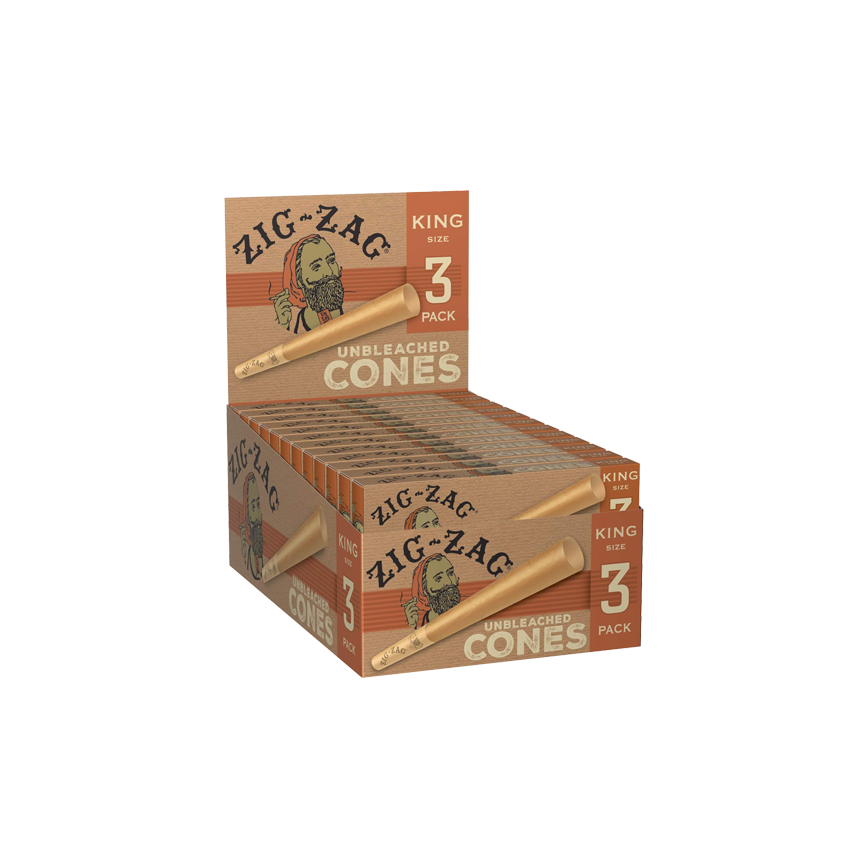 Zig Zag Unbleached Cones King Size 3 - 24Pack